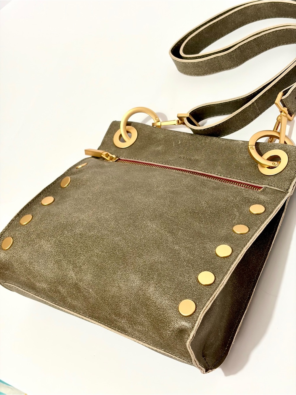Hammitt Tony Medium Crossbody Bag In Pewter Leather With Brushed Gold Hardware - Picture 7 of 12